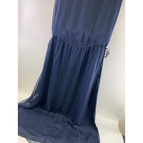 Sundance Silk Slip Dress Cap Sleeves Drawstring Midi Lined Sheer Womens Medium - Picture 12 of 16